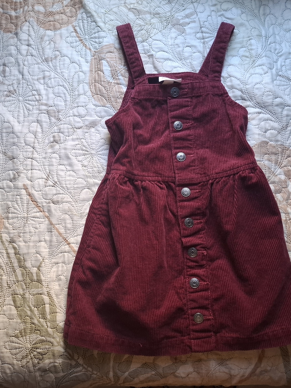 Cat & Jack Burgundy Corduroy Button-Front Overall Dress